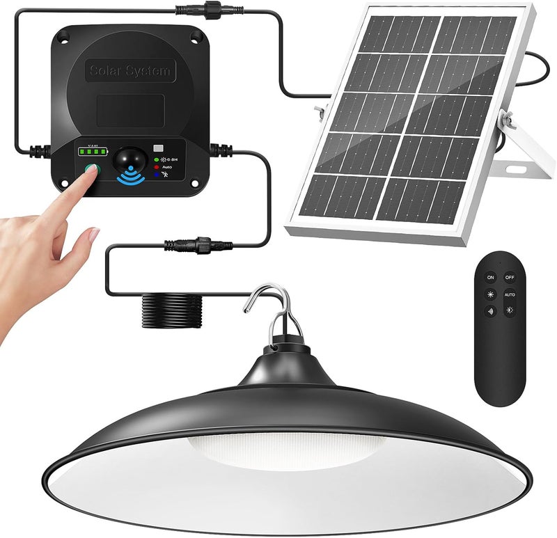APILAB Solar Shed Light Indoor Outdoor, 2000LM Motion Sensor Pendant Light, Daytime Available Solar Indoor Lights with 4 Lighting Modes Remote Control for Barn, Patio, Gazebo, Shop, Garage - Image 1